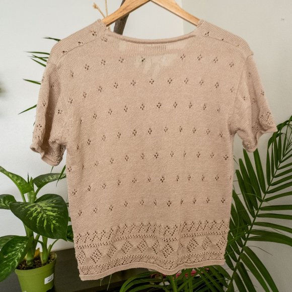 Knit Crochet Short-sleeve Cardigan - Picture 4 of 7